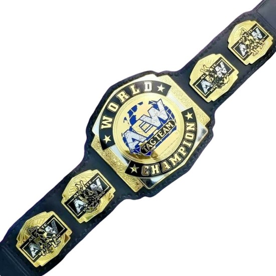 AEW Tag Team Wrestling Championship Belt Adult Size - Brass Metal