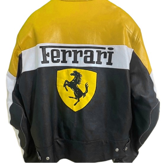 Yellow Ferrari Leather Motorcycle Jacket
