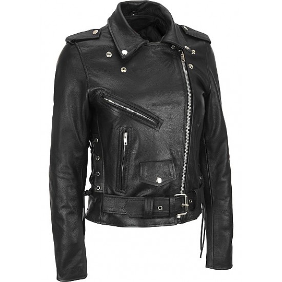 Women Leather Motorcycle Jacket 