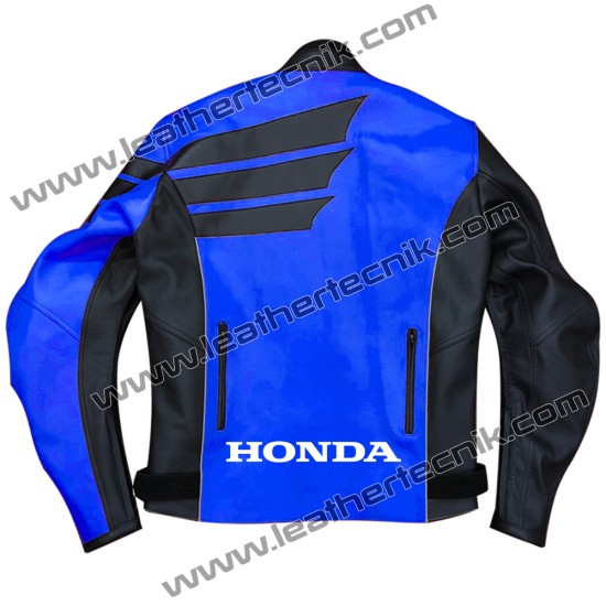 Blue Honda CBR Leather Motorcycle Racing Jacket