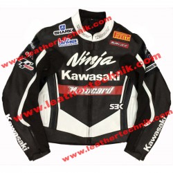 Kawasaki Ninja Black Leather Motorcycle Jacket