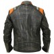 Men's Retro 3 Cafe Racer Biker Vintage Motorcycle Distressed Real Leather Jacket
