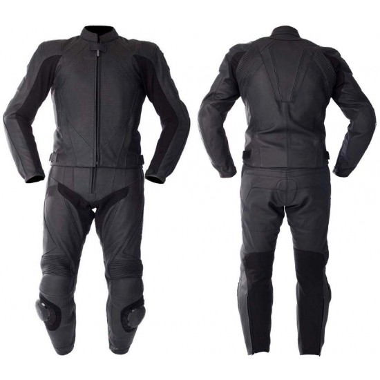 Leathertechnik  Two Piece Black Leather Motorbike Racing Suit