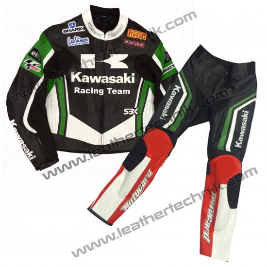 Kawasaki Team Racing Leather Motorcycle Suit