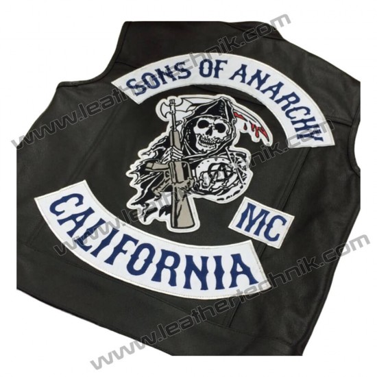 SOA Men's Sons of Anarchy Leather Motorcycle Biker Vest