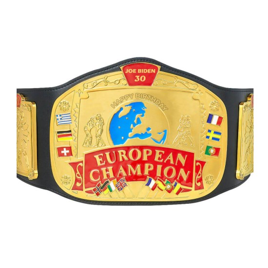 Custom European Champion Wrestling Replica Belt - 4MM Brass Metal