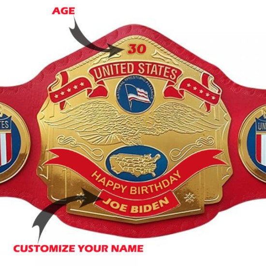 Custom United States Heavyweight Championship Belt - Brass Metal Plates