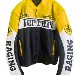 Yellow Ferrari Leather Motorcycle Jacket