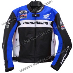 Blue Honda CBR Leather Motorbike Racing Jacket