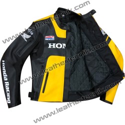 Yellow Honda CBR Leather Motorbike Racing Jacket