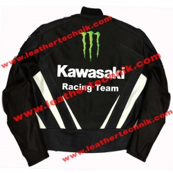 Kawasaki Monster Black Leather Motorcycle Jacket