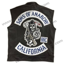 SOA Men's Sons of Anarchy Leather Motorcycle Biker Vest